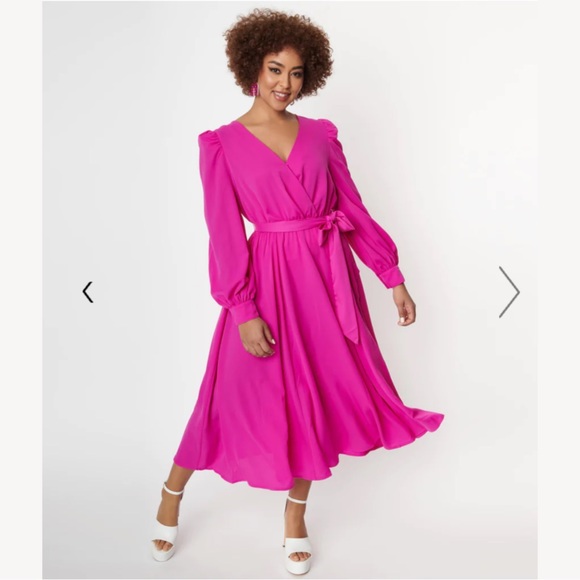 Hot Pink Midi Dress - Picture 5 of 7